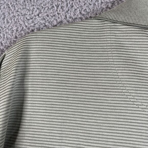 Van Heusen Studio Polo Shirt Mens Extra Large Green Striped Knit Short Sleeve - Picture 6 of 8